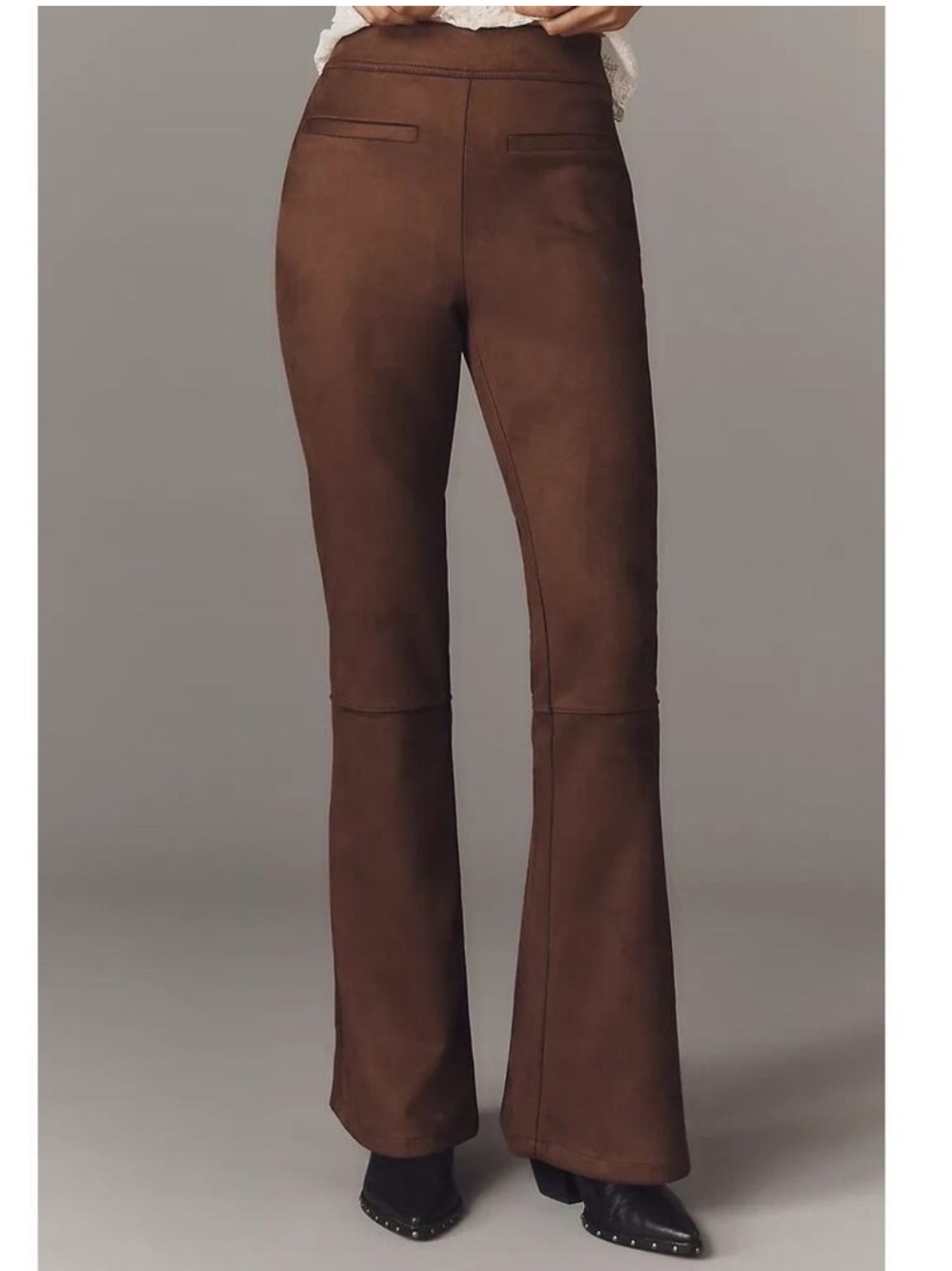 NWT By Anthropologie Faux-Suede Flare Pants Size XXS Brown